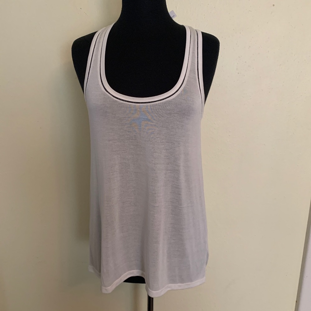 Vince Rayon Ladder Stitch Tank, White, NWT M